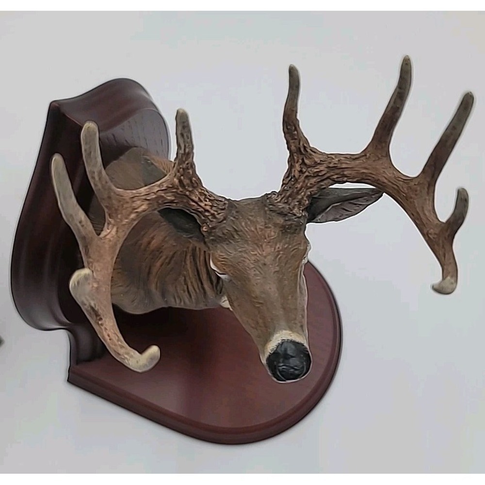 Danbury Mint Stag Deer Head Mount Buck Bookends Dennis Jones RARE - Picture 6 of 7